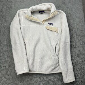 PATAGONIA Women's Re-Tool Snap-T Polartec Fleece Pullover Size Small Creme White